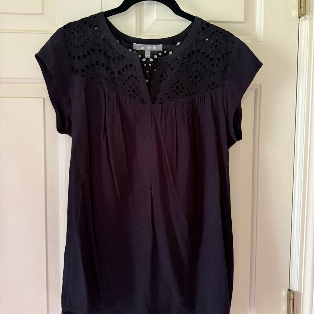 Daniel Rainn Black Eyelet Blouse